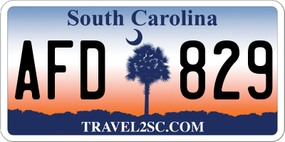 SC license plate AFD829