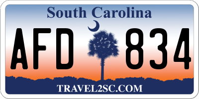 SC license plate AFD834