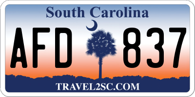 SC license plate AFD837