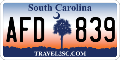 SC license plate AFD839