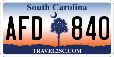 SC license plate AFD840