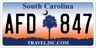 SC license plate AFD847