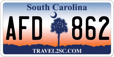 SC license plate AFD862