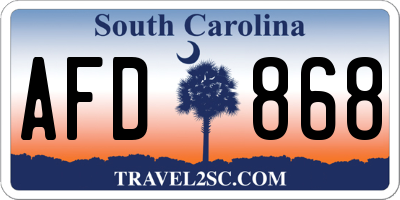 SC license plate AFD868