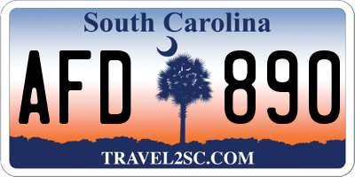 SC license plate AFD890