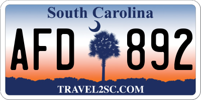 SC license plate AFD892