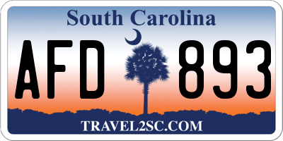SC license plate AFD893