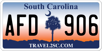 SC license plate AFD906