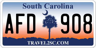 SC license plate AFD908