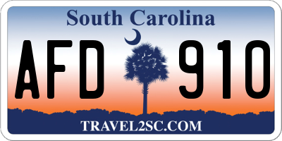 SC license plate AFD910