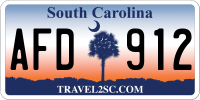 SC license plate AFD912