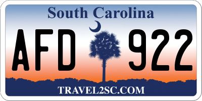 SC license plate AFD922