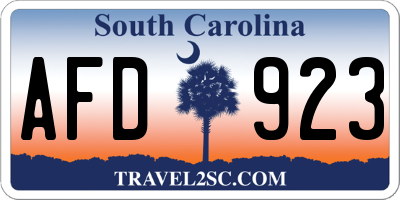 SC license plate AFD923