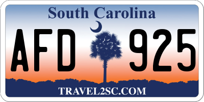 SC license plate AFD925