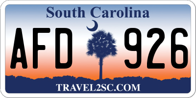 SC license plate AFD926