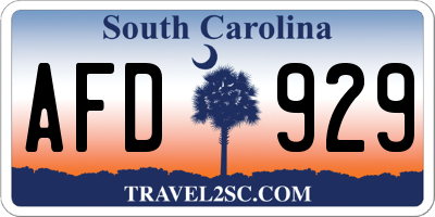 SC license plate AFD929