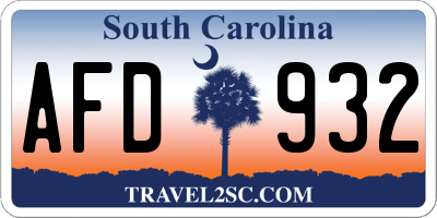 SC license plate AFD932