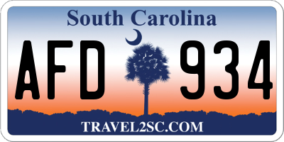 SC license plate AFD934