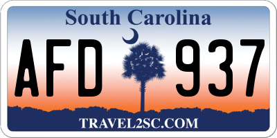 SC license plate AFD937