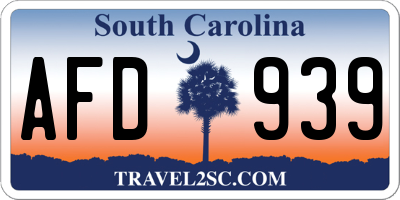 SC license plate AFD939