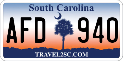 SC license plate AFD940