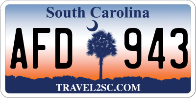 SC license plate AFD943