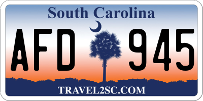 SC license plate AFD945
