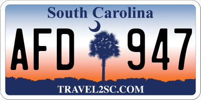 SC license plate AFD947
