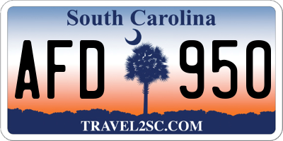 SC license plate AFD950