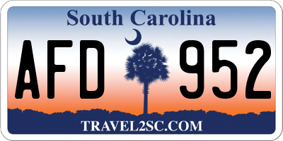 SC license plate AFD952