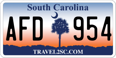 SC license plate AFD954