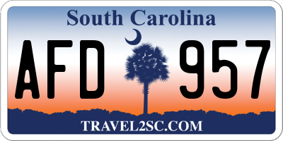 SC license plate AFD957