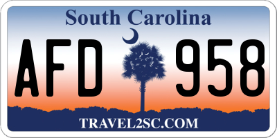 SC license plate AFD958