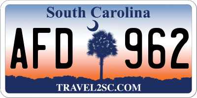 SC license plate AFD962
