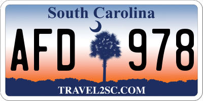 SC license plate AFD978