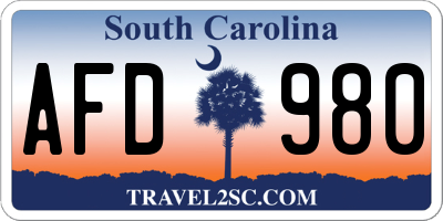 SC license plate AFD980
