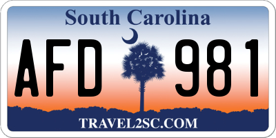 SC license plate AFD981