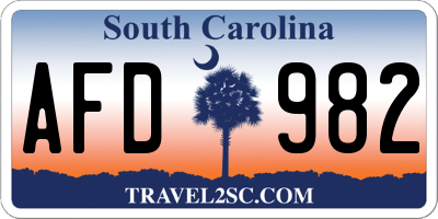 SC license plate AFD982