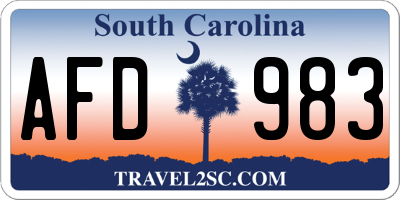 SC license plate AFD983