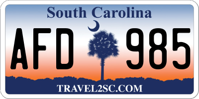 SC license plate AFD985