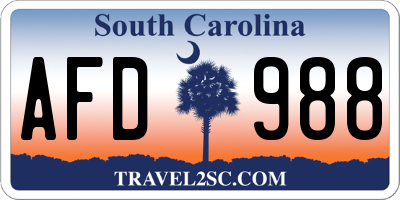 SC license plate AFD988