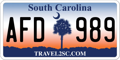 SC license plate AFD989