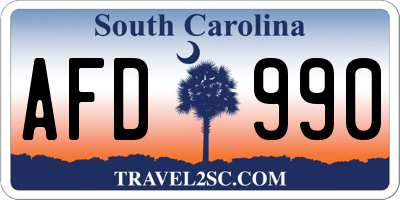 SC license plate AFD990