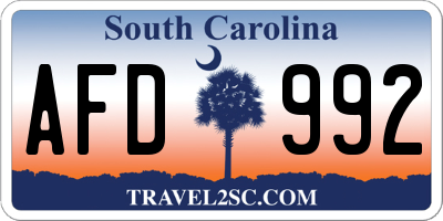 SC license plate AFD992