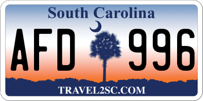 SC license plate AFD996