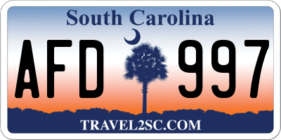 SC license plate AFD997