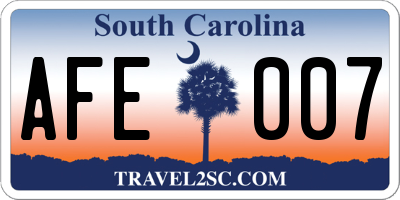 SC license plate AFE007