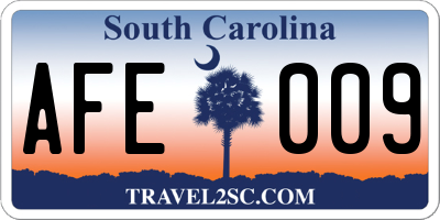 SC license plate AFE009