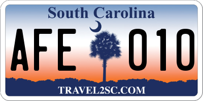 SC license plate AFE010