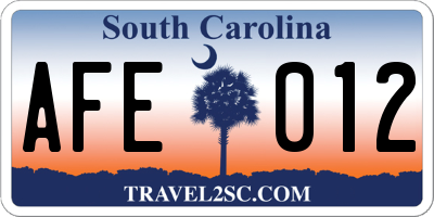 SC license plate AFE012